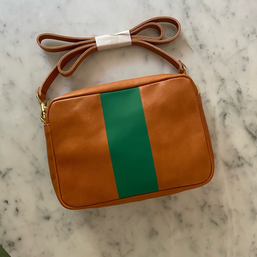 Clare V Midi Sac Natural w/ Green Stripe
